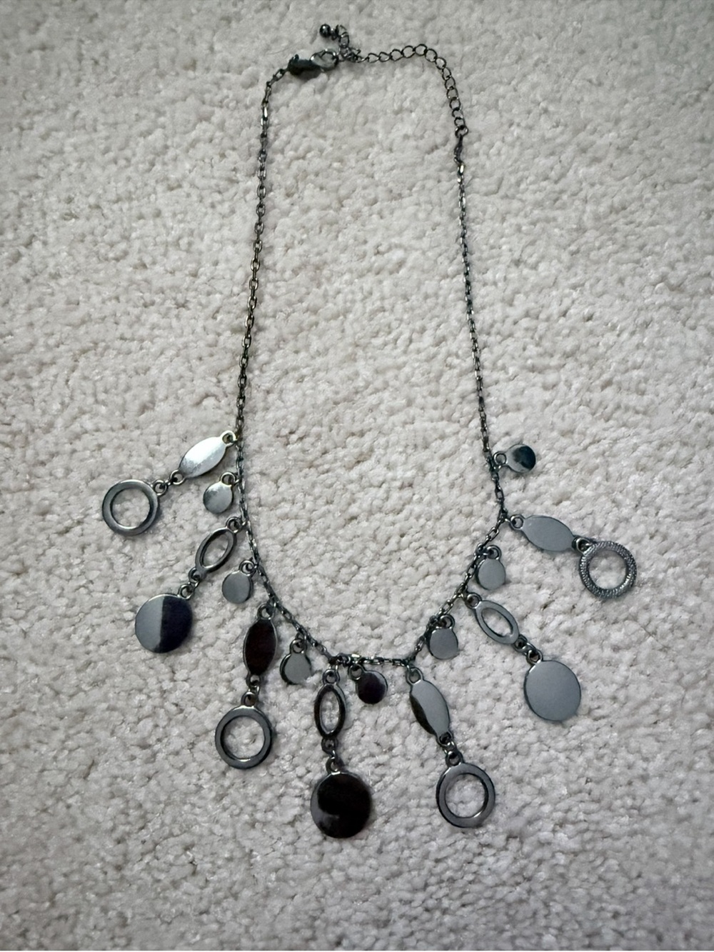 Lia Sophia Gunmetal Disc & Oval Charm Necklace